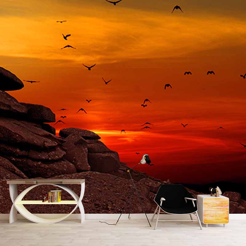 Modern Style Mural Wallpaper Setting Sun Environment Friendly Bedroom Wall Mural