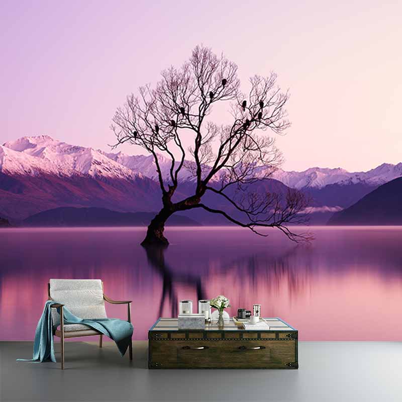 Setting Sun Resistant Mural Wallpaper Environment Friendly Sleeping Room Wall Mural