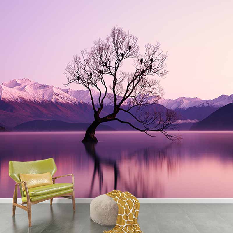 Setting Sun Resistant Mural Wallpaper Environment Friendly Sleeping Room Wall Mural