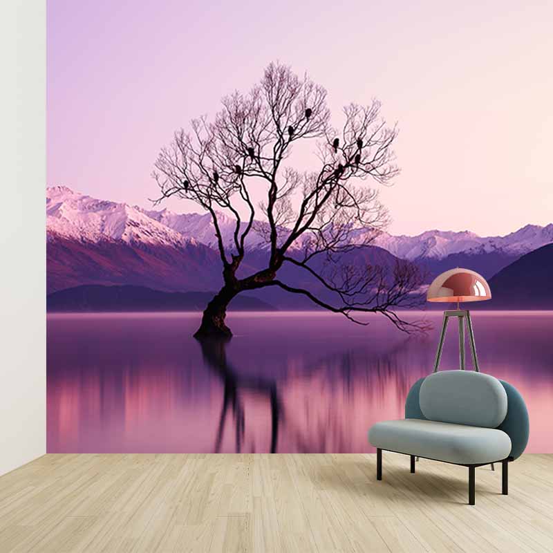 Setting Sun Resistant Mural Wallpaper Environment Friendly Sleeping Room Wall Mural