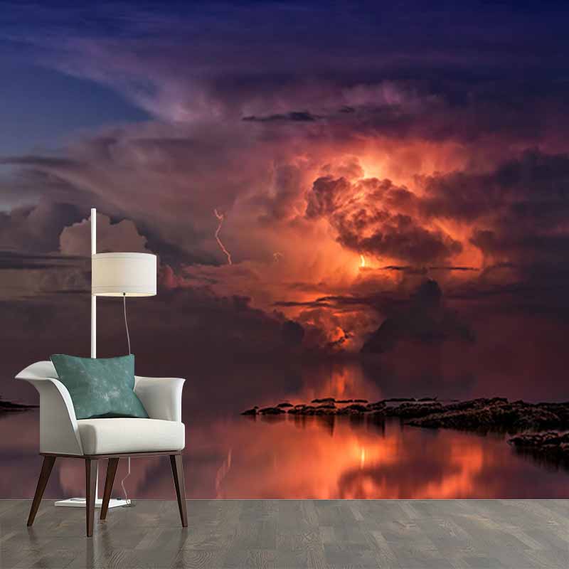 Setting Sun Resistant Mural Wallpaper Environment Friendly Sleeping Room Wall Mural