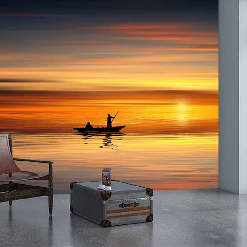 Setting Sun Resistant Mural Wallpaper Environment Friendly Sleeping Room Wall Mural