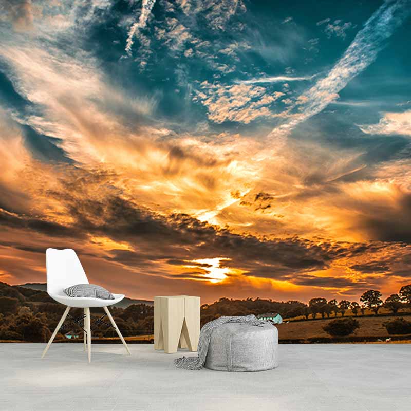 Environment Friendly Wall Mural Wallpaper Setting Sun Sitting Room Wall Mural