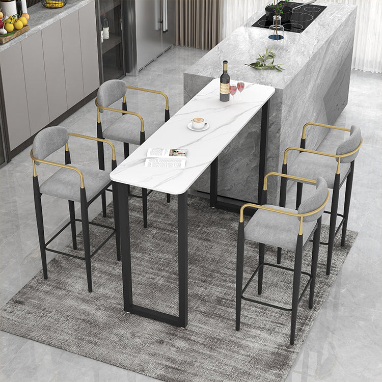 Modern Style Bar Table 42-inch Height Stone Top and Metal Pedestal Bistro Table