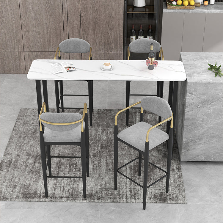 Modern Style Bar Table 42-inch Height Stone Top and Metal Pedestal Bistro Table