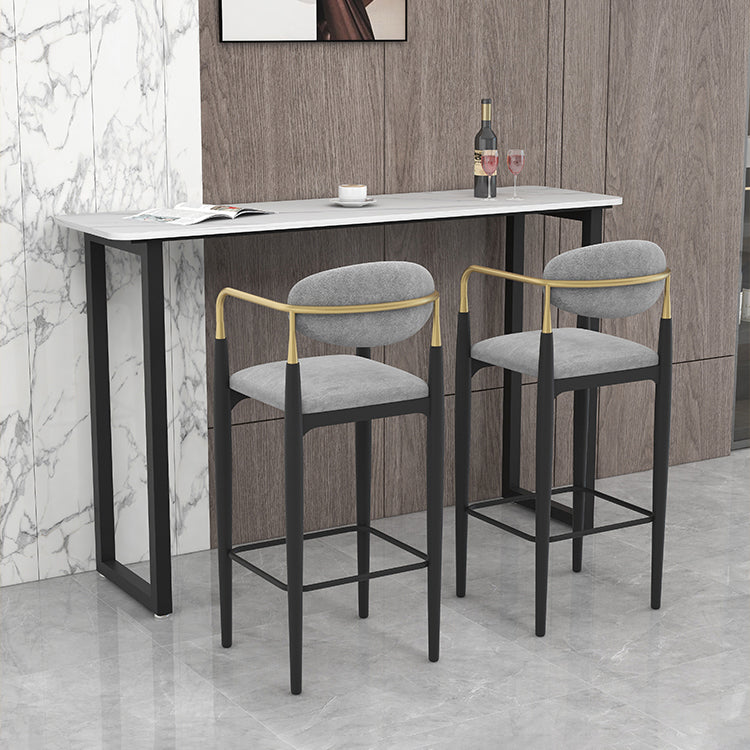 Modern Style Bar Table 42-inch Height Stone Top and Metal Pedestal Bistro Table