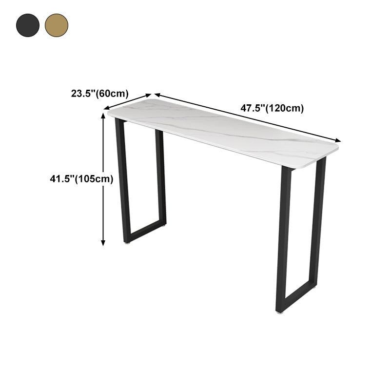 Modern Style Bar Table 42-inch Height Stone Top and Metal Pedestal Bistro Table