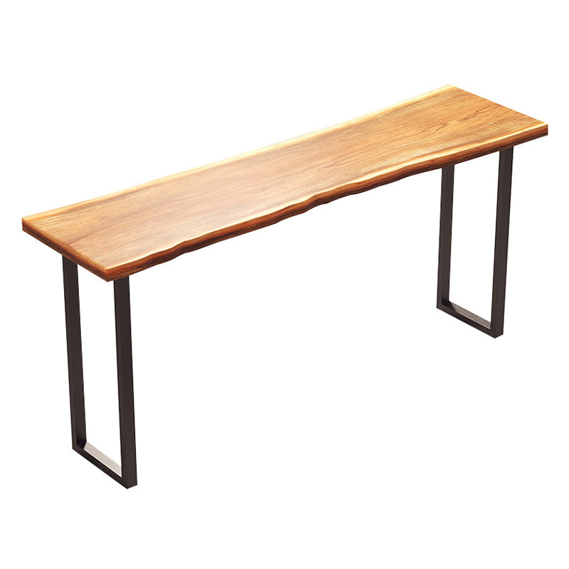 Pine Wood Bar Table Brown Industrial Bar Dining Table with Sled Base