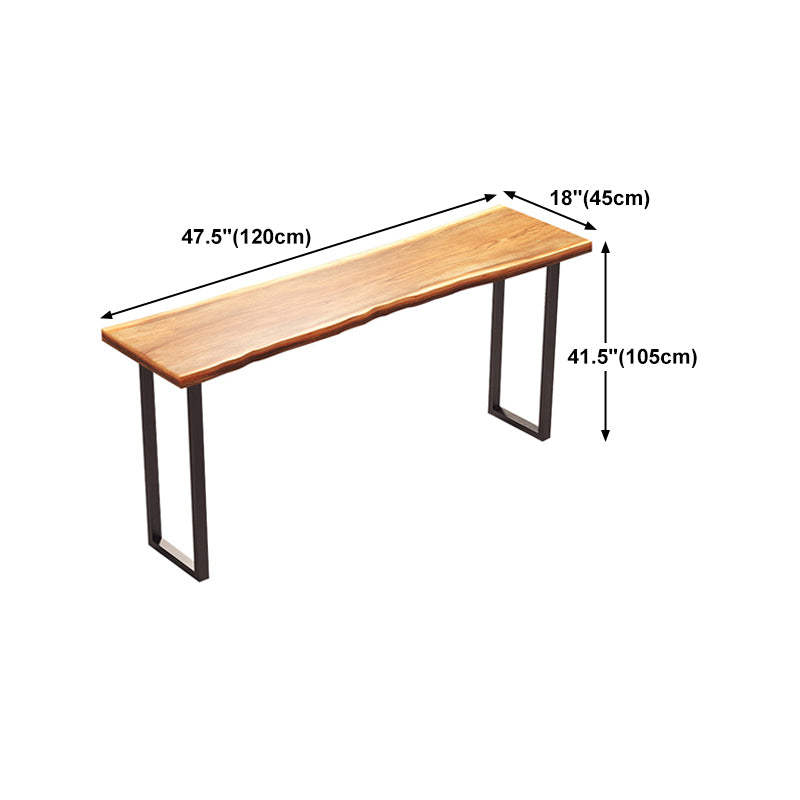 Pine Wood Bar Table Brown Industrial Bar Dining Table with Sled Base