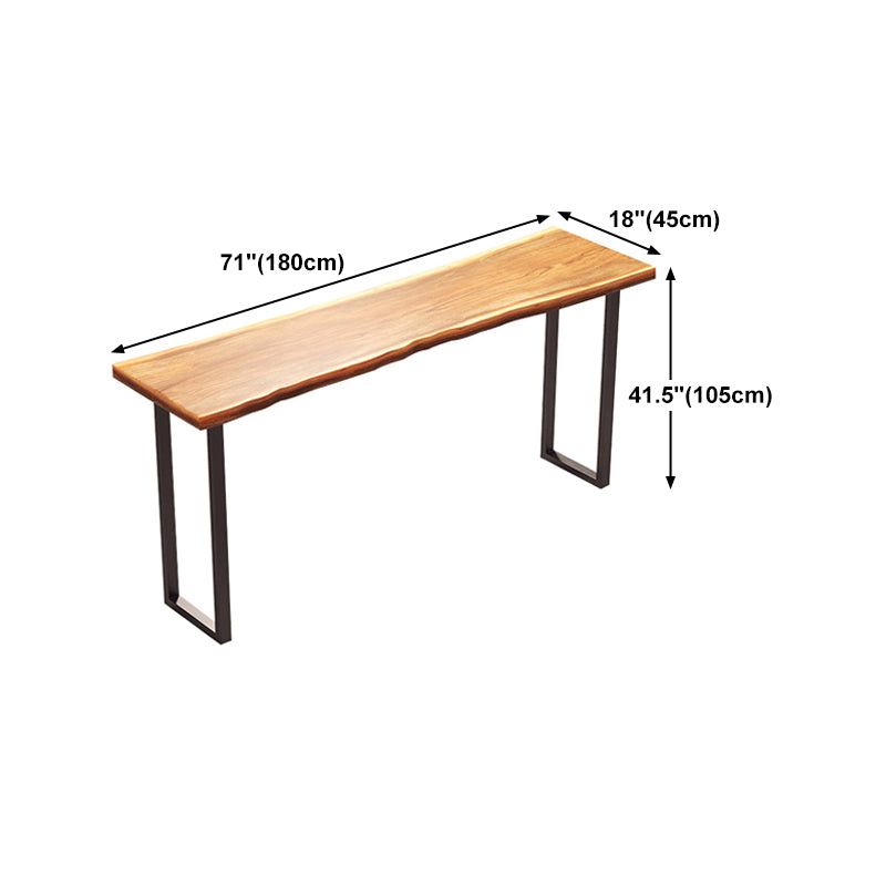 Pine Wood Bar Table Brown Industrial Bar Dining Table with Sled Base