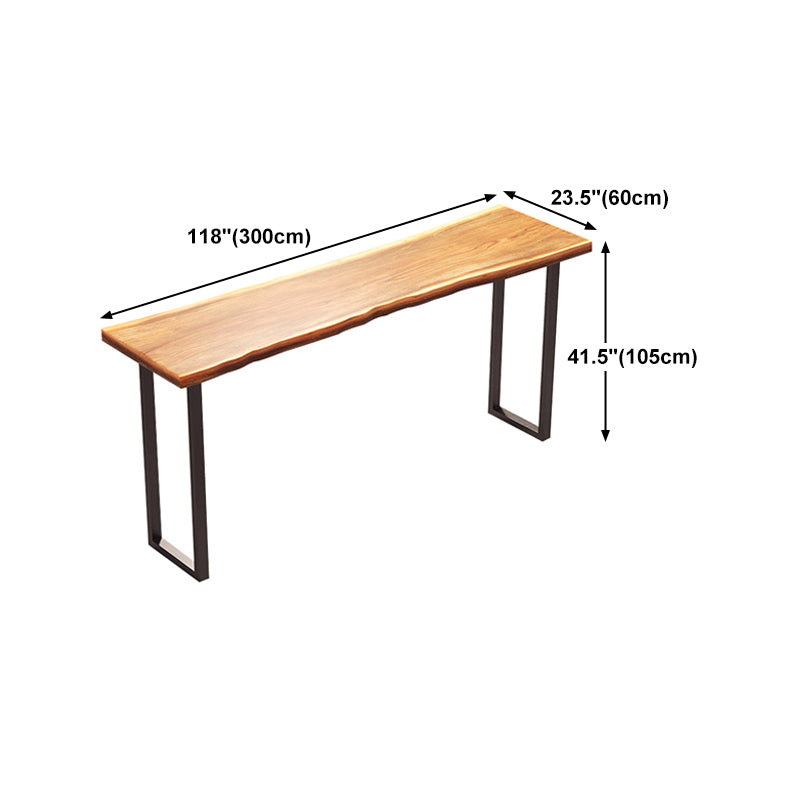 Pine Wood Bar Table Brown Industrial Bar Dining Table with Sled Base