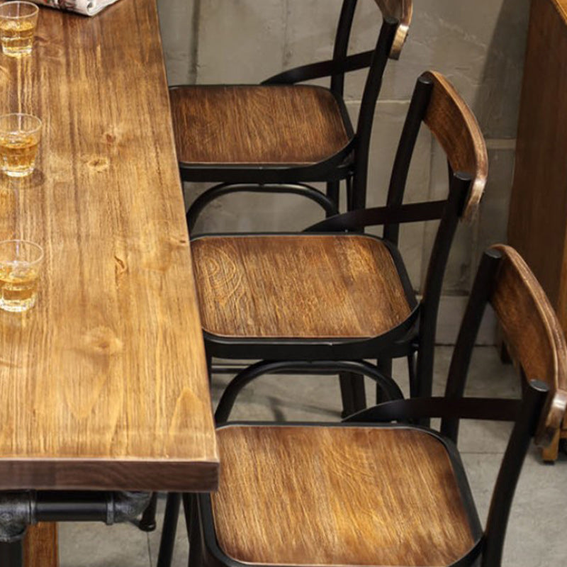 Rectangle Wood Top Bar Table 42-inch Height Industrial Style Bar Table