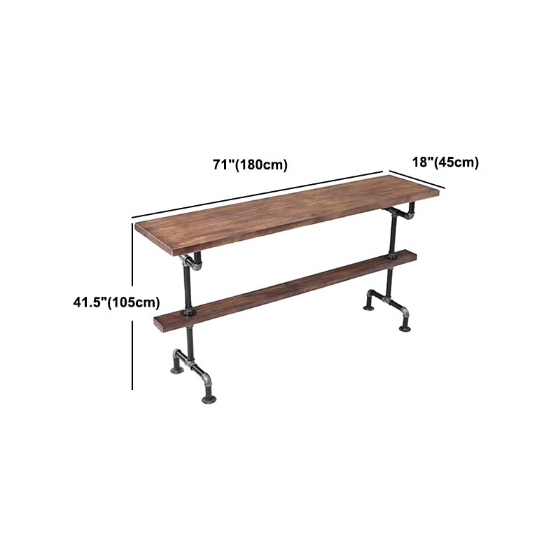 Rectangle Wood Top Bar Table 42-inch Height Industrial Style Bar Table