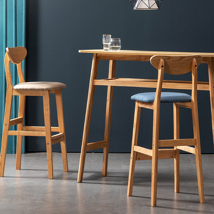 Rubberwood Coffee Shop Scandinavian Stool Matte Finish Upholstered Bar Stools