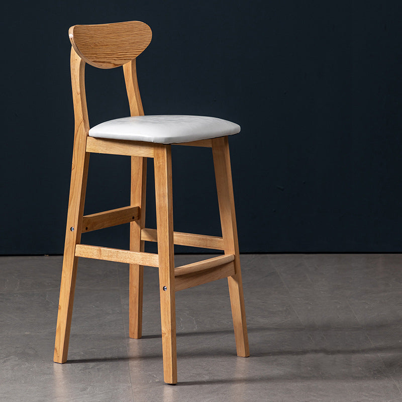 Rubberwood Coffee Shop Scandinavian Stool Matte Finish Upholstered Bar Stools