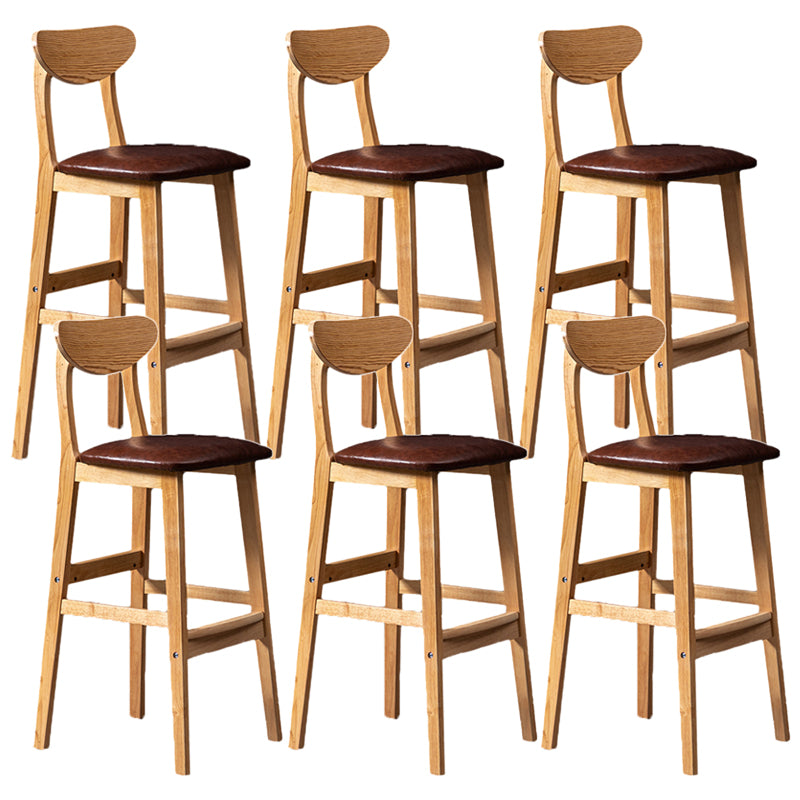 Rubberwood Coffee Shop Scandinavian Stool Matte Finish Upholstered Bar Stools