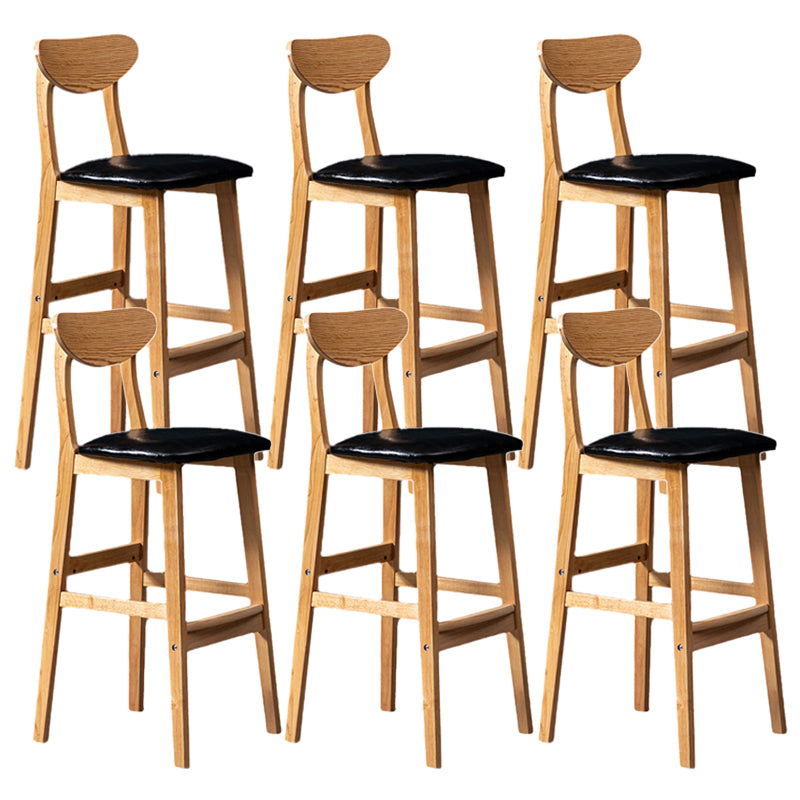 Rubberwood Coffee Shop Scandinavian Stool Matte Finish Upholstered Bar Stools