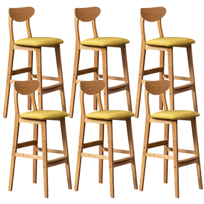 Rubberwood Coffee Shop Scandinavian Stool Matte Finish Upholstered Bar Stools