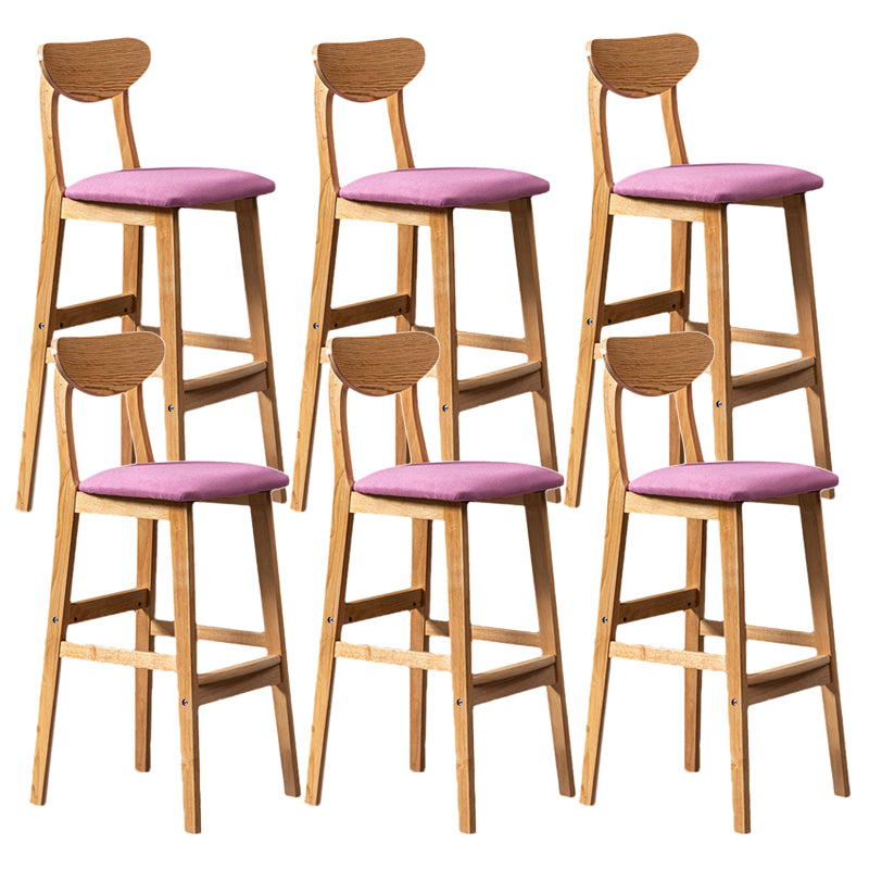 Rubberwood Coffee Shop Scandinavian Stool Matte Finish Upholstered Bar Stools