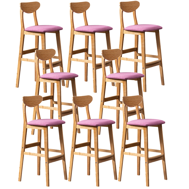 Rubberwood Coffee Shop Scandinavian Stool Matte Finish Upholstered Bar Stools