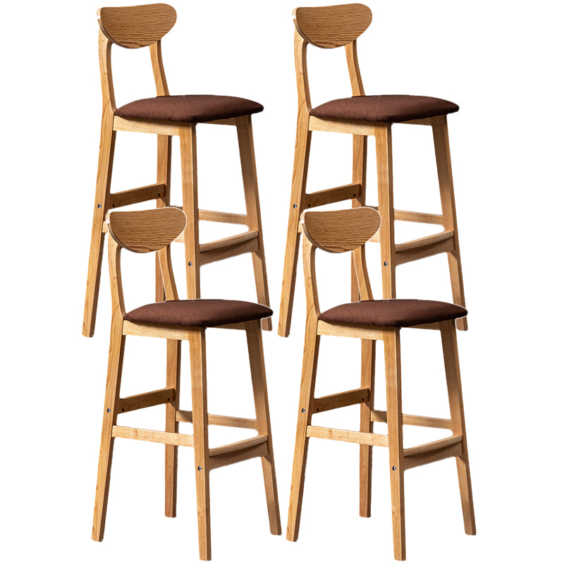 Rubberwood Coffee Shop Scandinavian Stool Matte Finish Upholstered Bar Stools
