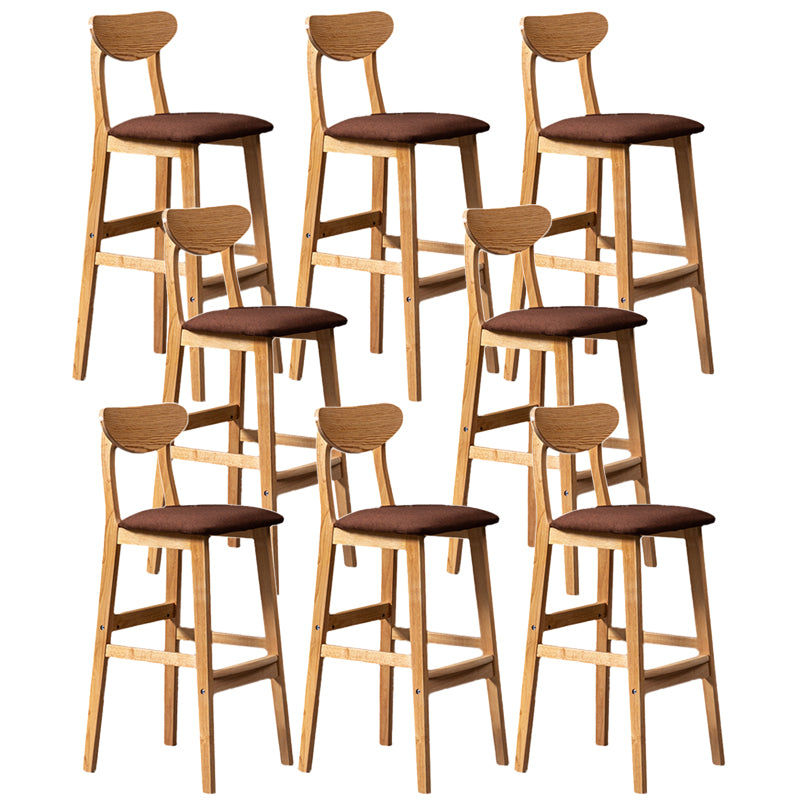 Rubberwood Coffee Shop Scandinavian Stool Matte Finish Upholstered Bar Stools
