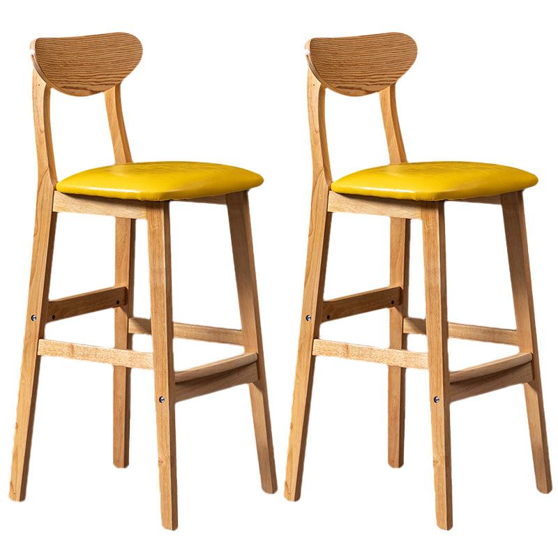 Rubberwood Coffee Shop Scandinavian Stool Matte Finish Upholstered Bar Stools