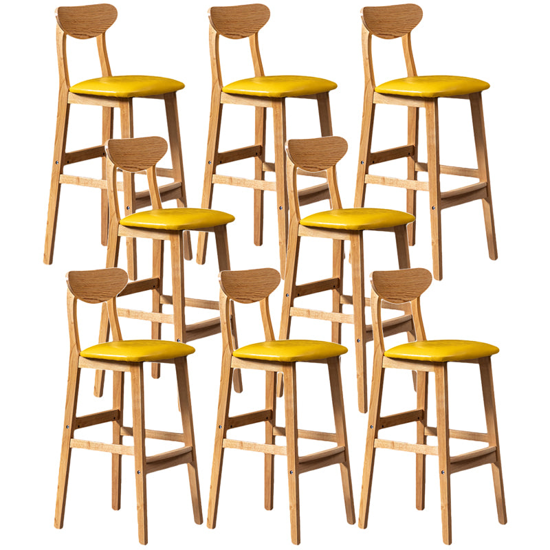 Rubberwood Coffee Shop Scandinavian Stool Matte Finish Upholstered Bar Stools