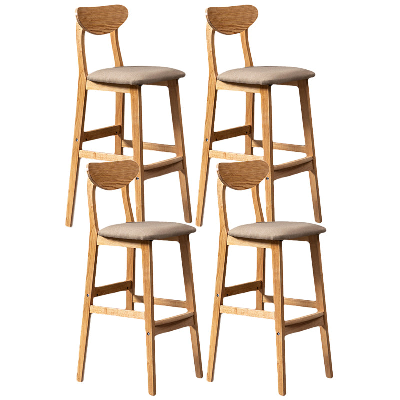 Rubberwood Coffee Shop Scandinavian Stool Matte Finish Upholstered Bar Stools