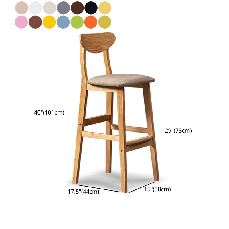 Rubberwood Coffee Shop Scandinavian Stool Matte Finish Upholstered Bar Stools