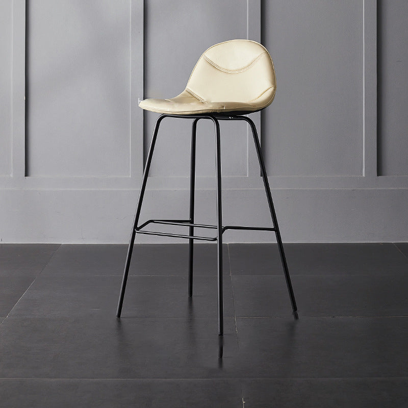 Living Room Matte Finish Leather Stool Scandinavian Footrest Barstool