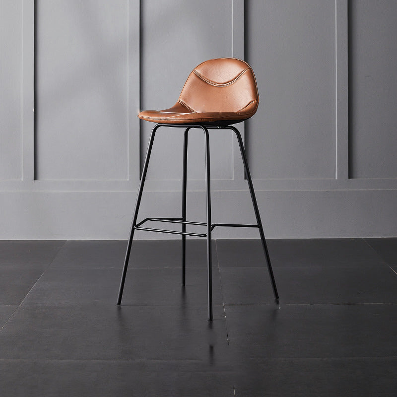 Living Room Matte Finish Leather Stool Scandinavian Footrest Barstool