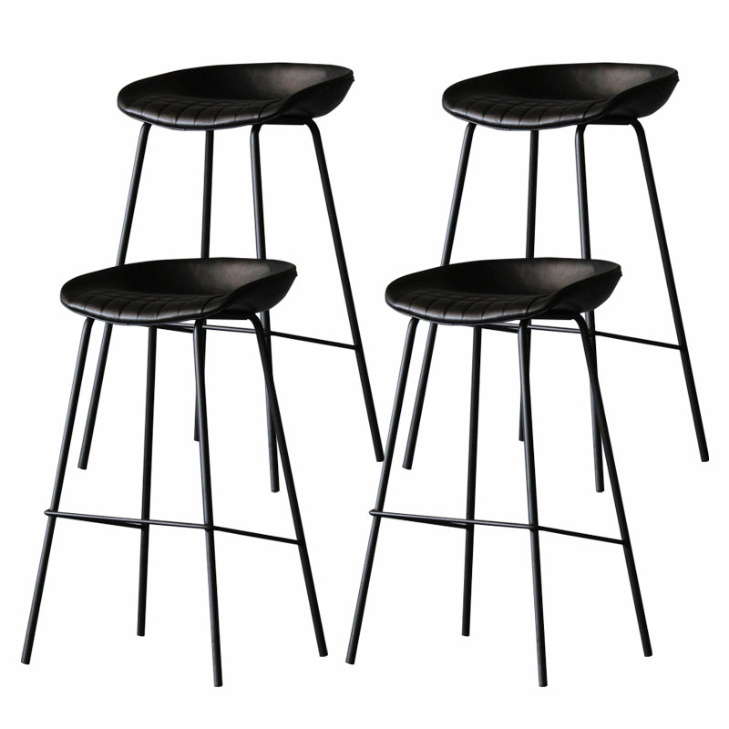 Industrial Matte Finish Leather Barstool Living Room Low Back Stool