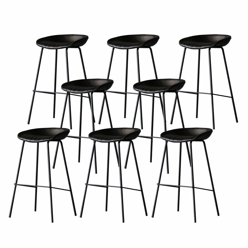 Industrial Matte Finish Leather Barstool Living Room Low Back Stool