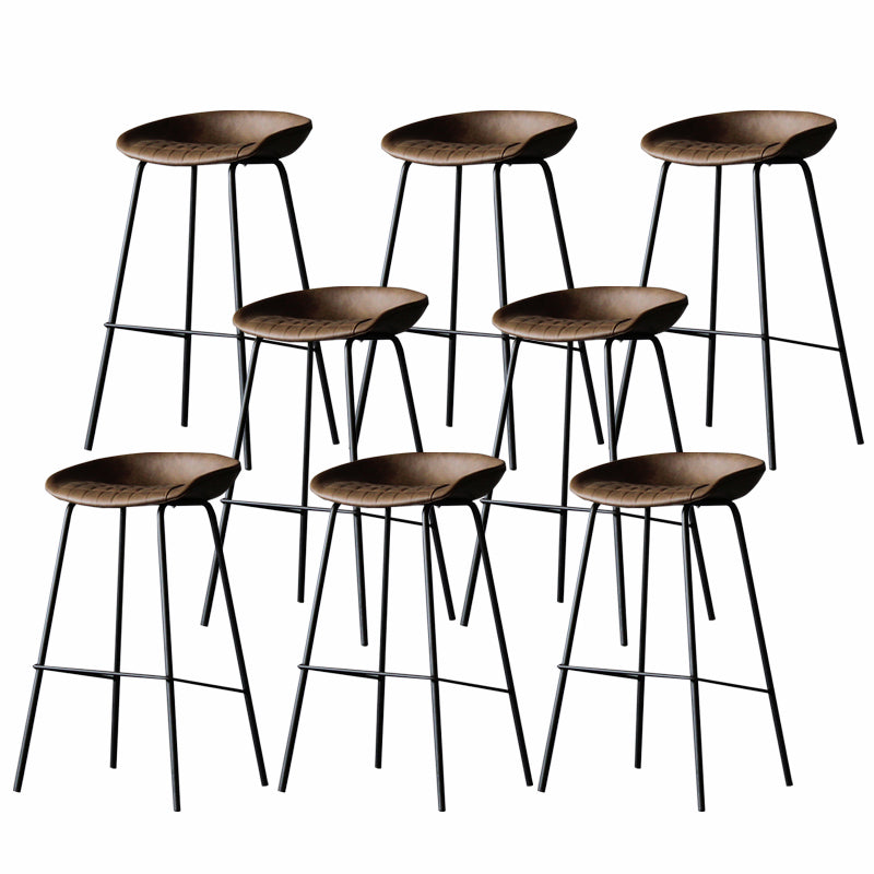 Industrial Matte Finish Leather Barstool Living Room Low Back Stool