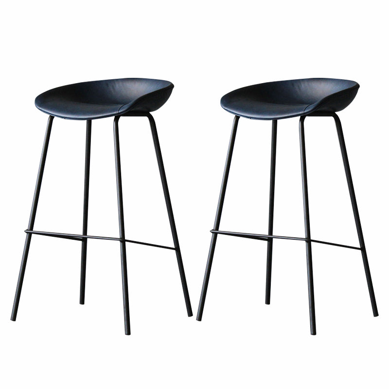 Industrial Matte Finish Leather Barstool Living Room Low Back Stool