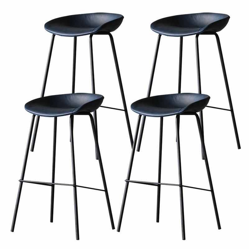 Industrial Matte Finish Leather Barstool Living Room Low Back Stool
