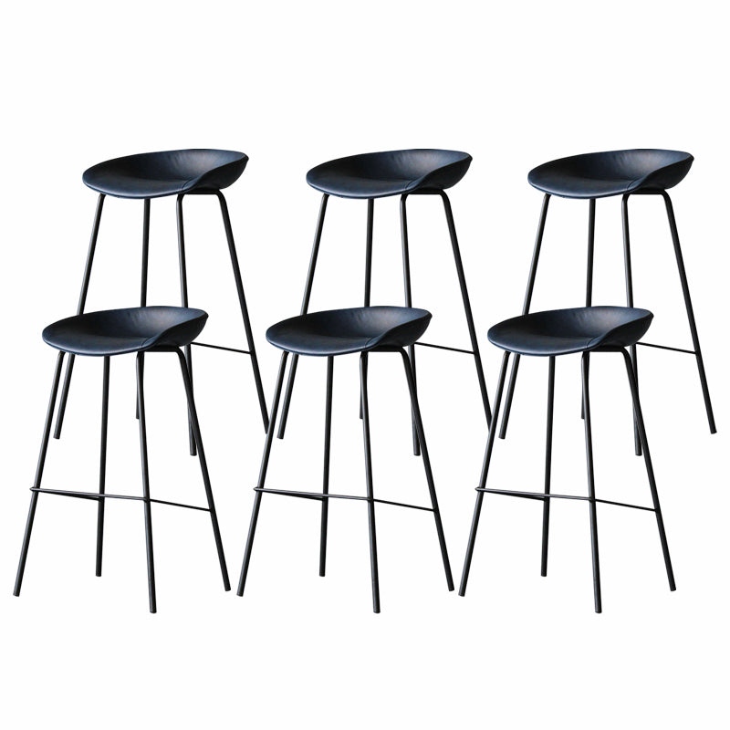 Industrial Matte Finish Leather Barstool Living Room Low Back Stool