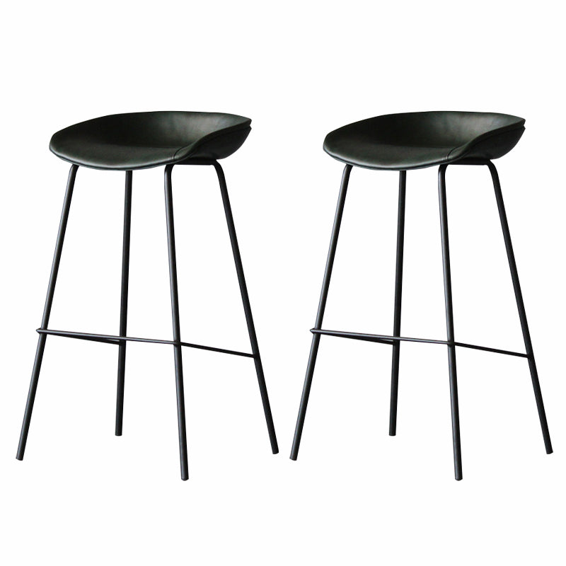 Industrial Matte Finish Leather Barstool Living Room Low Back Stool