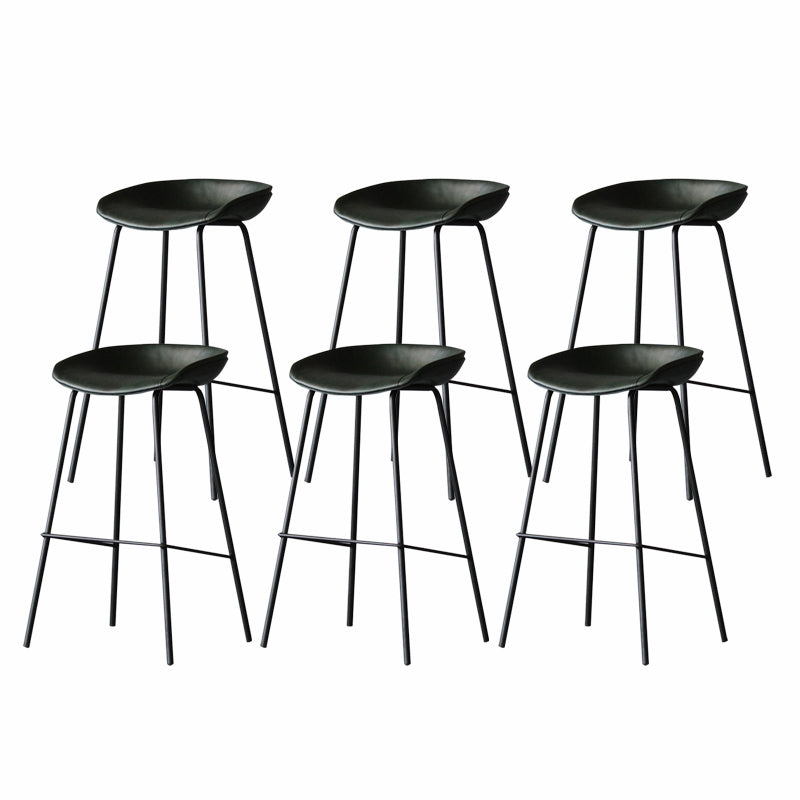 Industrial Matte Finish Leather Barstool Living Room Low Back Stool