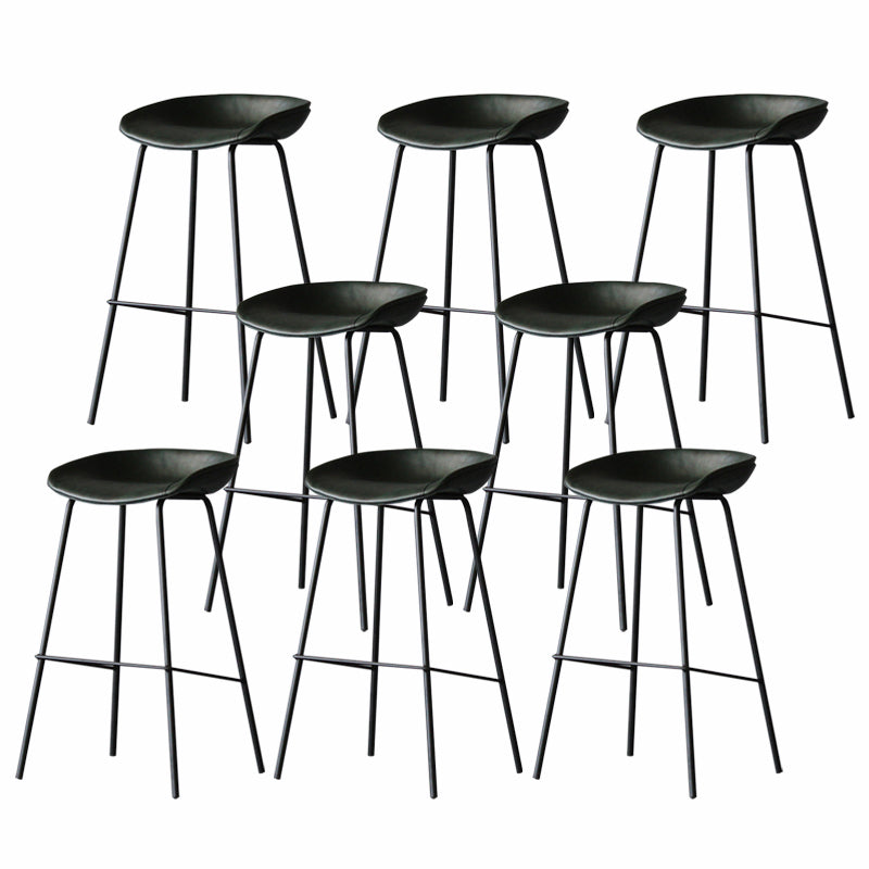 Industrial Matte Finish Leather Barstool Living Room Low Back Stool