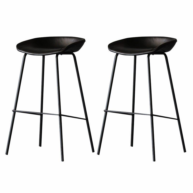 Industrial Matte Finish Leather Barstool Living Room Low Back Stool