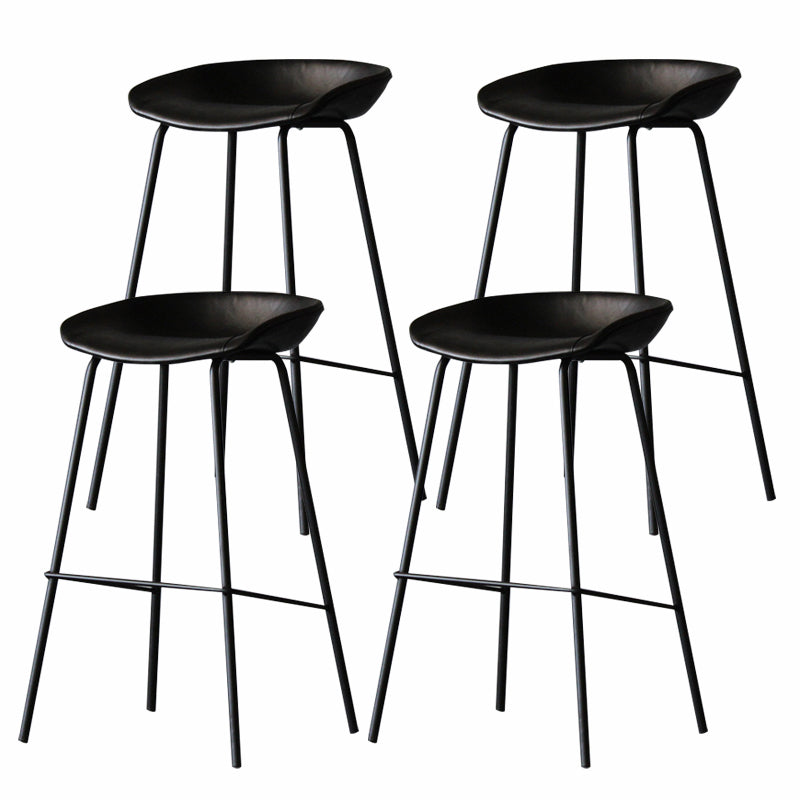Industrial Matte Finish Leather Barstool Living Room Low Back Stool
