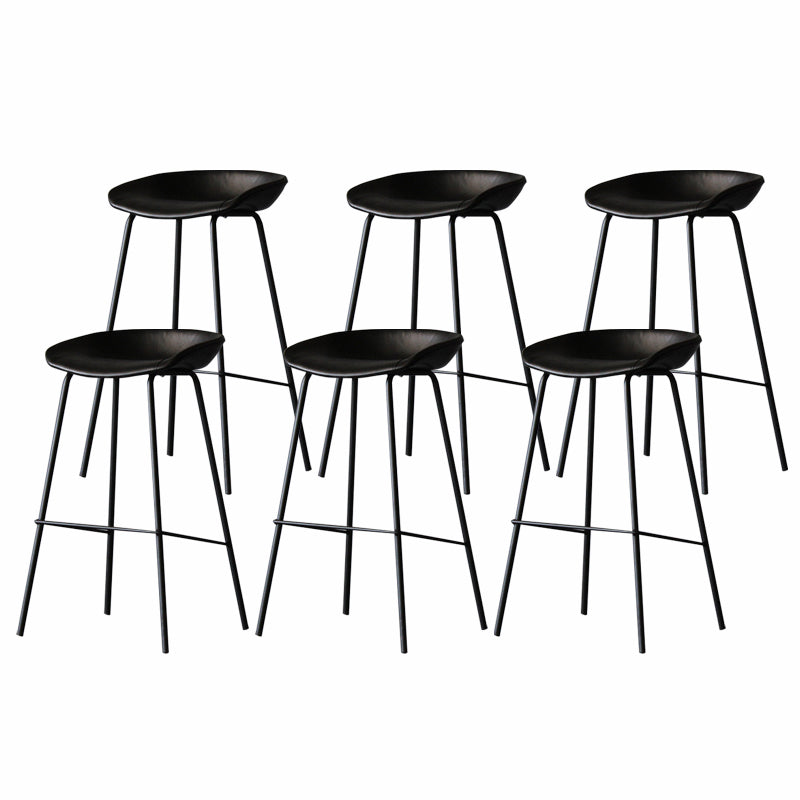Industrial Matte Finish Leather Barstool Living Room Low Back Stool