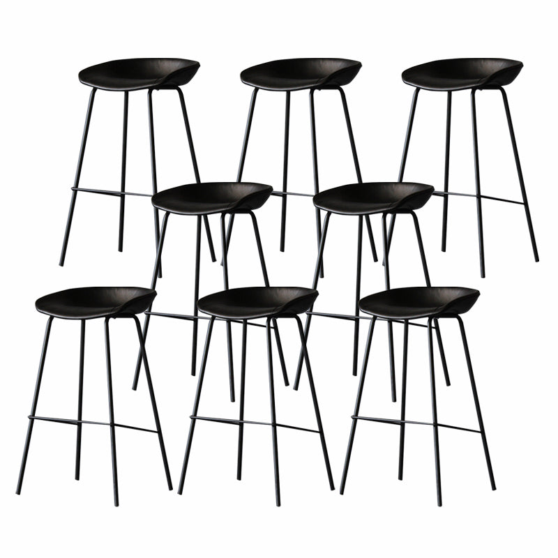 Industrial Matte Finish Leather Barstool Living Room Low Back Stool