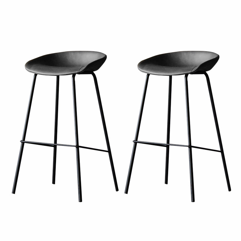 Industrial Matte Finish Leather Barstool Living Room Low Back Stool
