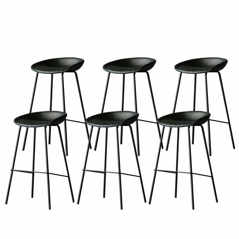 Industrial Matte Finish Leather Barstool Living Room Low Back Stool