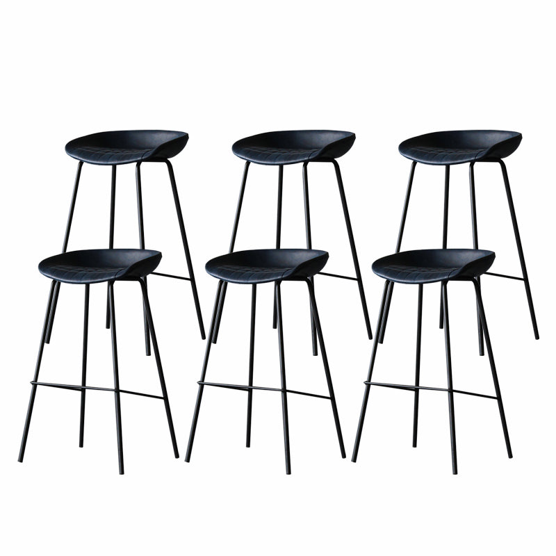 Industrial Matte Finish Leather Barstool Living Room Low Back Stool