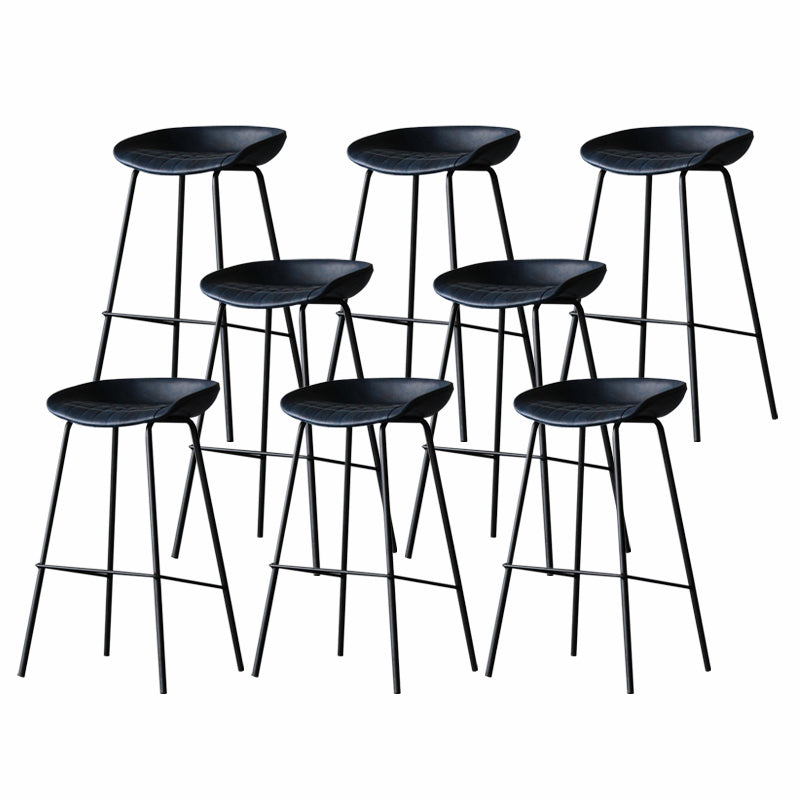 Industrial Matte Finish Leather Barstool Living Room Low Back Stool