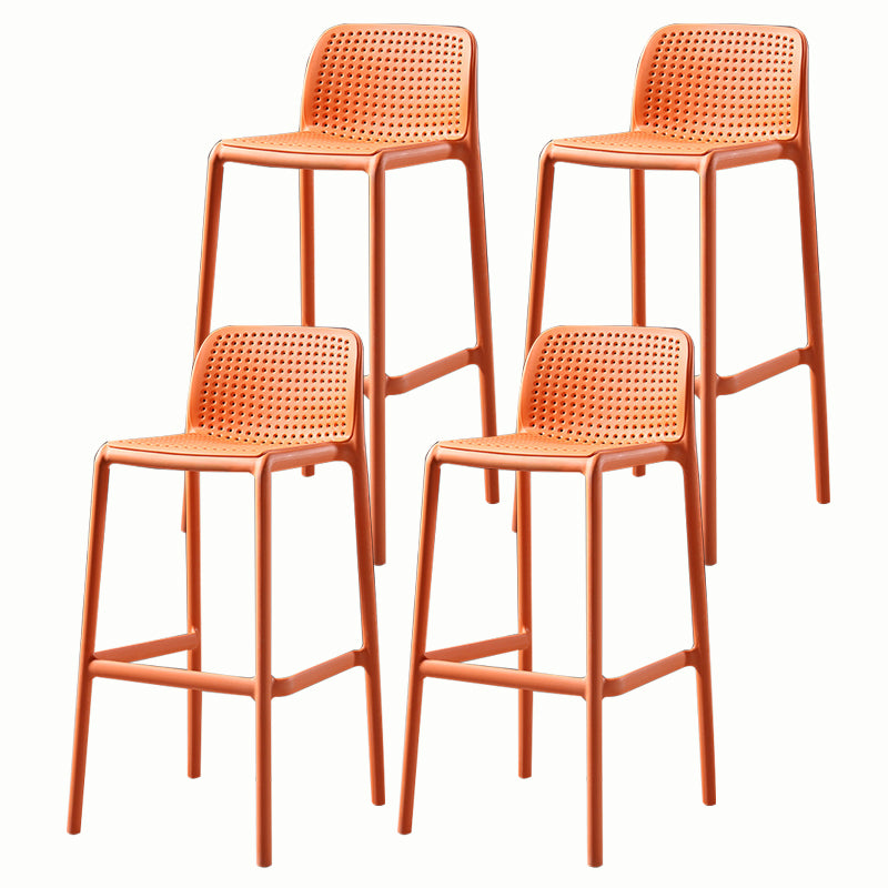 Stackable Low Back Modern Barstool Matte Finish Plastic Home Stool